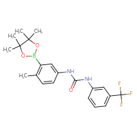 Chemical structure of 3-[4-methyl-3-(4,4,5,5-tetramethyl-1,3,2-dioxaborolan-2-yl)phenyl]-1-[3-(trifluoromethyl)phenyl]urea - CSSB21332046108