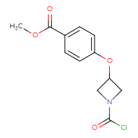 Chemical structure of methyl 4-{[1-(carbonochloridoyl)azetidin-3-yl]oxy}benzoate - CSSB21224771504
