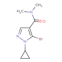 Chemical structure of 5-bromo-1-cyclopropyl-N,N-dimethyl-1H-pyrazole-4-carboxamide - CSSB15009177479