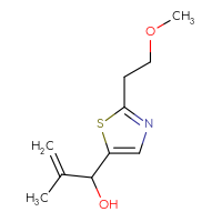 Chemical structure of 1-[2-(2-methoxyethyl)-1,3-thiazol-5-yl]-2-methylprop-2-en-1-ol - CSSB20671865790