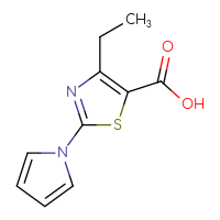 Chemical structure of 4-ethyl-2-(1H-pyrrol-1-yl)-1,3-thiazole-5-carboxylic acid - CSSB00000721910