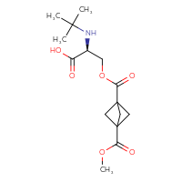 Chemical structure of (2S)-2-(tert-butylamino)-3-[3-(methoxycarbonyl)bicyclo[1.1.1]pentane-1-carbonyloxy]propanoic acid - CSSB00134617343
