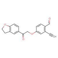 Chemical structure of 4-[2-(2,3-dihydro-1-benzofuran-5-yl)-2-oxoethoxy]-2-ethynylbenzaldehyde - CSSB21414445694
