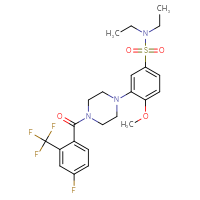Chemical structure of N,N-diethyl-3-{4-[4-fluoro-2-(trifluoromethyl)benzoyl]piperazin-1-yl}-4-methoxybenzene-1-sulfonamide - CSSB00161189068