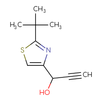Chemical structure of 1-(2-tert-butyl-1,3-thiazol-4-yl)prop-2-yn-1-ol - CSSB00013447752