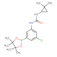 Chemical structure of 1-[3-chloro-5-(4,4,5,5-tetramethyl-1,3,2-dioxaborolan-2-yl)phenyl]-3-(2,2-dimethylcyclopropyl)urea - CSSB15007819606
