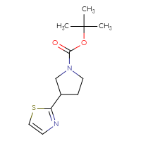 Chemical structure of tert-butyl 3-(1,3-thiazol-2-yl)pyrrolidine-1-carboxylate - CSSB00010413199