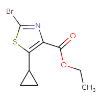 Chemical structure of ethyl 2-bromo-5-cyclopropyl-1,3-thiazole-4-carboxylate - CSSB00041612108