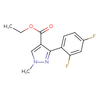 Chemical structure of ethyl 3-(2,4-difluorophenyl)-1-methyl-1H-pyrazole-4-carboxylate - CSSB01557580065