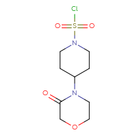 Chemical structure of 4-(3-oxomorpholin-4-yl)piperidine-1-sulfonyl chloride - CSSB21224765002