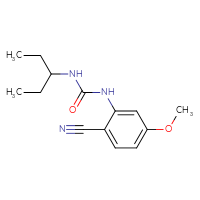 Chemical structure of 1-(2-cyano-5-methoxyphenyl)-3-(pentan-3-yl)urea - CSSB06837248019