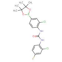 Chemical structure of 3-[2-chloro-4-(4,4,5,5-tetramethyl-1,3,2-dioxaborolan-2-yl)phenyl]-1-(2-chloro-4-fluorophenyl)urea - CSSB21332087888