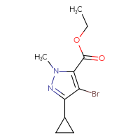 Chemical structure of ethyl 4-bromo-3-cyclopropyl-1-methyl-1H-pyrazole-5-carboxylate - CSSB00010112755