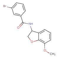 Chemical structure of 3-bromo-N-(7-methoxy-2,3-dihydro-1-benzofuran-3-yl)benzamide - CSSB06681635413