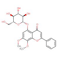 Chemical structure of 7,8-dimethoxy-2-phenyl-5-{[(2S,3R,4S,5S,6R)-3,4,5-trihydroxy-6-(hydroxymethyl)oxan-2-yl]oxy}-4H-chromen-4-one - CSSB00159260900