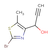 Chemical structure of 1-(2-bromo-5-methyl-1,3-thiazol-4-yl)prop-2-yn-1-ol - CSSB21246482809