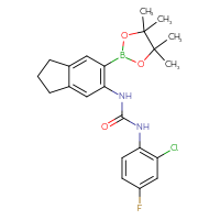 Chemical structure of 1-(2-chloro-4-fluorophenyl)-3-[6-(4,4,5,5-tetramethyl-1,3,2-dioxaborolan-2-yl)-2,3-dihydro-1H-inden-5-yl]urea - CSSB21332133183