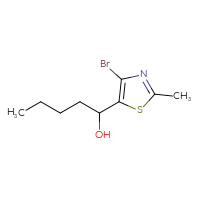 Chemical structure of 1-(4-bromo-2-methyl-1,3-thiazol-5-yl)pentan-1-ol - CSSB20636252799