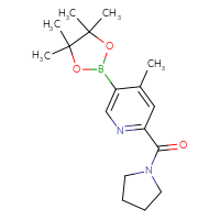 Chemical structure of 4-methyl-2-(pyrrolidine-1-carbonyl)-5-(4,4,5,5-tetramethyl-1,3,2-dioxaborolan-2-yl)pyridine - CSSB00132307980