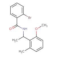 Chemical structure of 2-bromo-N-[1-(2-methoxy-6-methylphenyl)ethyl]benzamide - CSSB15366154686