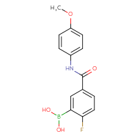 Chemical structure of {2-fluoro-5-[(4-methoxyphenyl)carbamoyl]phenyl}boronic acid - CSSB21253042937