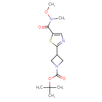 Chemical structure of tert-butyl 3-{5-[methoxy(methyl)carbamoyl]-1,3-thiazol-2-yl}azetidine-1-carboxylate - CSSB03554559122