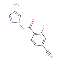 Chemical structure of 3-fluoro-4-[2-(4-methyl-1H-pyrazol-1-yl)acetyl]benzonitrile - CSSB21332173778