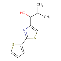 Chemical structure of 2-methyl-1-[2-(thiophen-2-yl)-1,3-thiazol-4-yl]propan-1-ol - CSSB21246421580