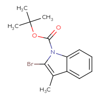 Chemical structure of tert-butyl 2-bromo-3-methyl-1H-indole-1-carboxylate - CSSB00010365389