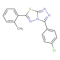 Chemical structure of 3-(4-chlorophenyl)-6-(2-methylphenyl)-[1,2,4]triazolo[3,4-b][1,3,4]thiadiazole - CSSB00121638290