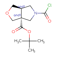 Chemical structure of rac-tert-butyl (3aR,6aR)-5-(carbonochloridoyl)-hexahydro-1H-furo[3,4-c]pyrrole-3a-carboxylate - CSSB14987122422