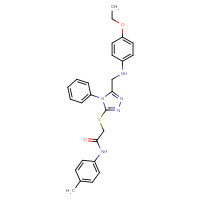 Chemical structure of 2-[(5-{[(4-ethoxyphenyl)amino]methyl}-4-phenyl-4H-1,2,4-triazol-3-yl)sulfanyl]-N-(4-methylphenyl)acetamide - CSSB00103160238