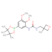 Chemical structure of 1-[2,3-dimethoxy-5-(4,4,5,5-tetramethyl-1,3,2-dioxaborolan-2-yl)phenyl]-3-[(3-methyloxetan-3-yl)methyl]urea - CSSB21332137038