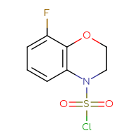Chemical structure of 8-fluoro-3,4-dihydro-2H-1,4-benzoxazine-4-sulfonyl chloride - CSSB14959847641