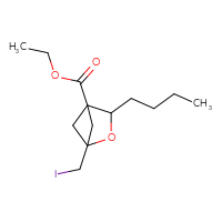 Chemical structure of ethyl 3-butyl-1-(iodomethyl)-2-oxabicyclo[2.1.1]hexane-4-carboxylate - CSSB03633700154