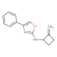 Chemical structure of N-(2-methylidenecyclobutyl)-4-phenyl-1,3-oxazol-2-amine - CSSB21495881678