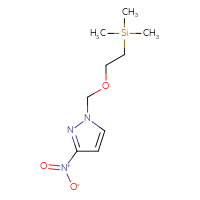 Chemical structure of 3-nitro-1-{[2-(trimethylsilyl)ethoxy]methyl}-1H-pyrazole - CSSB00011094284