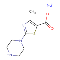Chemical structure of sodium 4-methyl-2-(piperazin-1-yl)-1,3-thiazole-5-carboxylate - CSSB00102740744