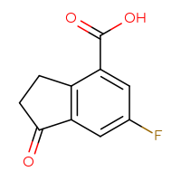 Chemical structure of 6-fluoro-1-oxo-2,3-dihydro-1H-indene-4-carboxylic acid - CSSB00010265152