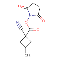 Chemical structure of 2,5-dioxopyrrolidin-1-yl 1-cyano-3-methylcyclobutane-1-carboxylate - CSSB20269535219
