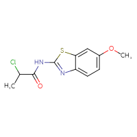 Chemical structure of 2-chloro-N-(6-methoxy-1,3-benzothiazol-2-yl)propanamide - CSSB00000294575