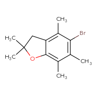 Chemical structure of 5-bromo-2,2,4,6,7-pentamethyl-2,3-dihydro-1-benzofuran - CSSB02496826926