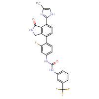 Chemical structure of 3-{3-fluoro-4-[7-(4-methyl-1H-imidazol-2-yl)-1-oxo-2,3-dihydro-1H-isoindol-4-yl]phenyl}-1-[3-(trifluoromethyl)phenyl]urea - CSSB00160472789