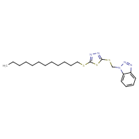Chemical structure of 1-({[5-(dodecylsulfanyl)-1,3,4-thiadiazol-2-yl]sulfanyl}methyl)-1H-1,2,3-benzotriazole - CSSB00121735146