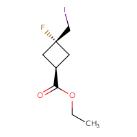 Chemical structure of ethyl (1r,3r)-3-fluoro-3-(iodomethyl)cyclobutane-1-carboxylate - CSSB00159323449