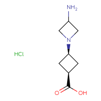 Chemical structure of (1s,3s)-3-(3-aminoazetidin-1-yl)cyclobutane-1-carboxylic acid hydrochloride - CSSB20963526576