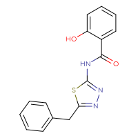 Chemical structure of N-(5-benzyl-1,3,4-thiadiazol-2-yl)-2-hydroxybenzamide - CSSB00020600939