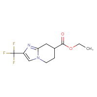 Chemical structure of ethyl 2-(trifluoromethyl)-5H,6H,7H,8H-imidazo[1,2-a]pyridine-7-carboxylate - CSSB15062643032