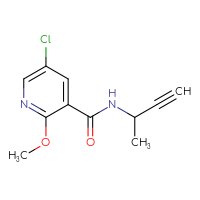 Chemical structure of N-(but-3-yn-2-yl)-5-chloro-2-methoxypyridine-3-carboxamide - CSSB02497452544
