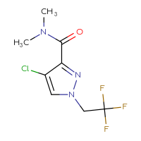 Chemical structure of 4-chloro-N,N-dimethyl-1-(2,2,2-trifluoroethyl)-1H-pyrazole-3-carboxamide - CSSB01046928861